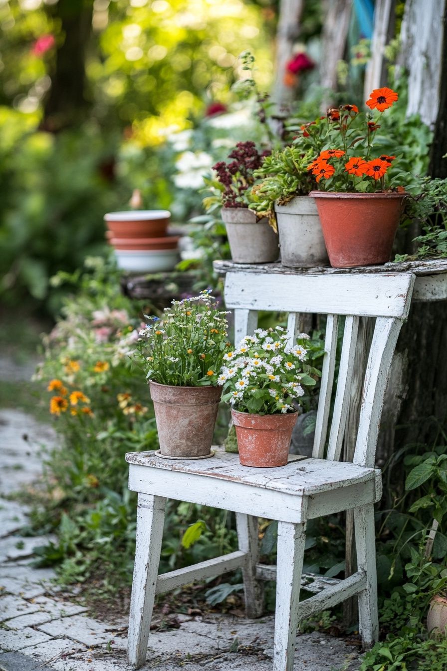 11. Turn a Wooden Chair into a Planter Display
