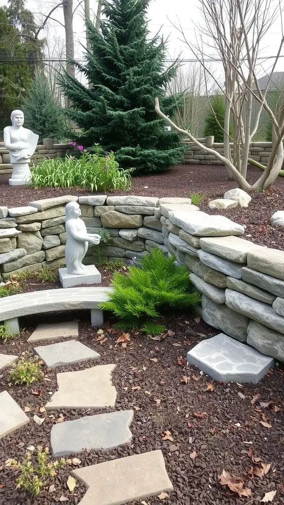 63. Natural and Timeless Stone Garden Ideas