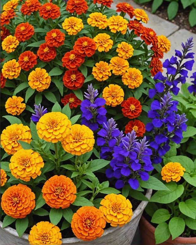 Fiery Salvia, Marigold, and Zinnia Fiesta