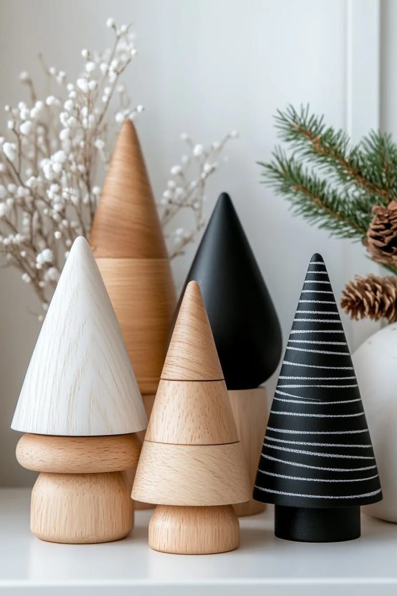 2. Wooden Trees In Black, White, Natural Tones