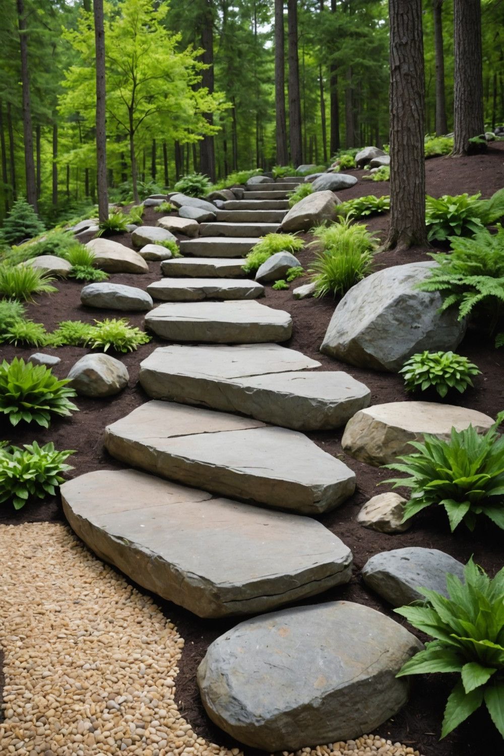 Add Boulder Steps to a Sloped Yard