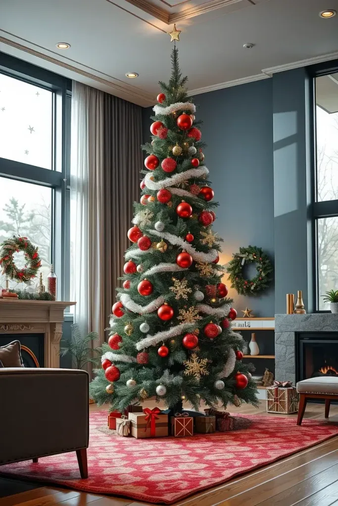 Pairing Red Ornaments with Silver Icicles