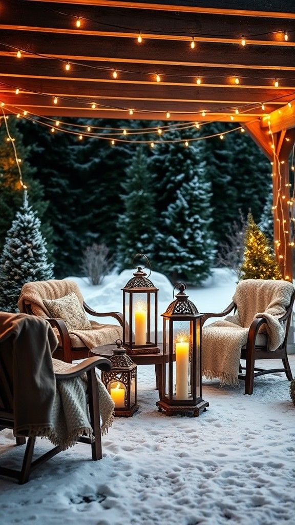 Stringing Up Lanterns and Lights
