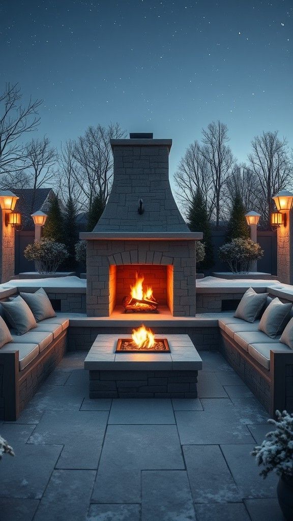 Fireplace With Built-in Bench Seating