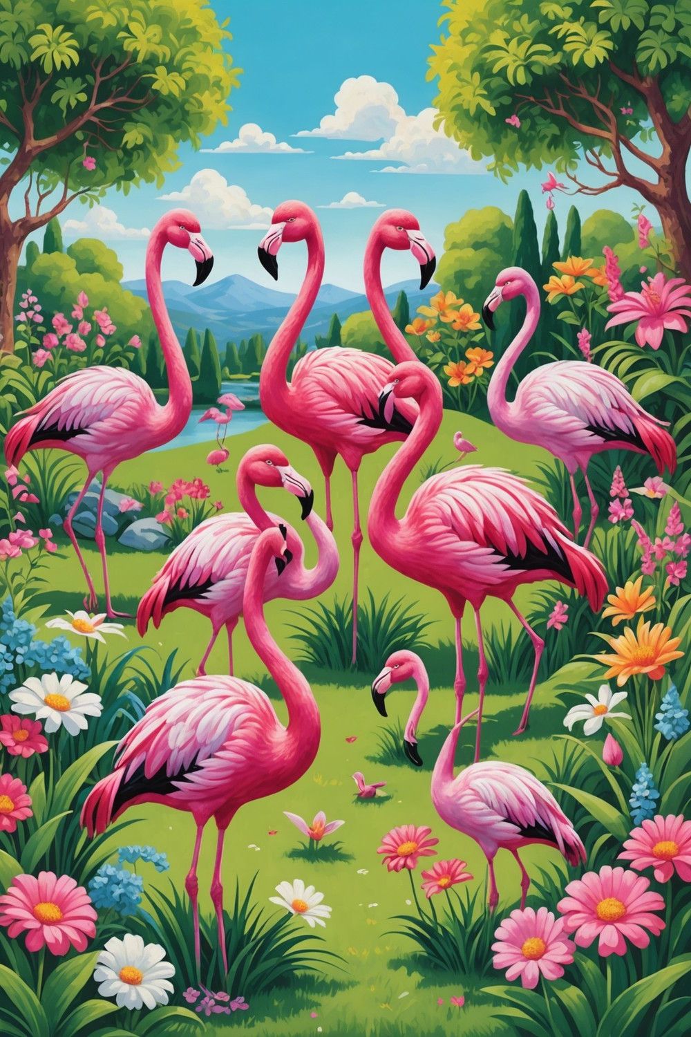 Flamingo Rock Art for Playful Gardens