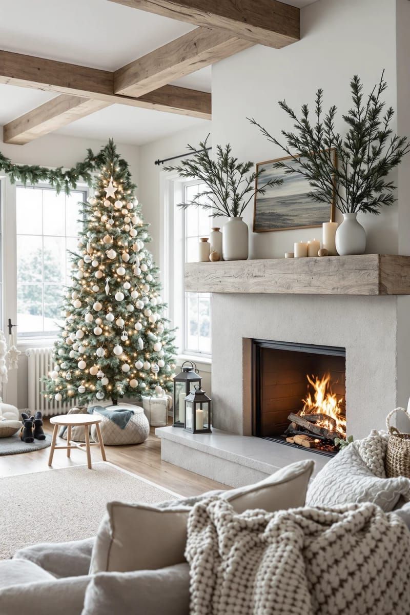 28. Minimalist pine branches displayed in white ceramic vases for a Nordic vibe - photo 3