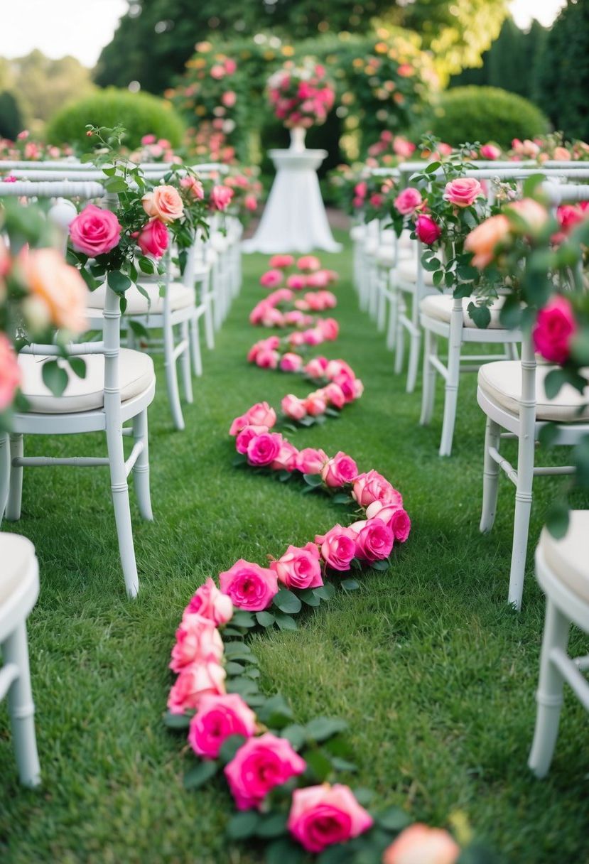 12) Rose Petal Spiral Aisle Runner