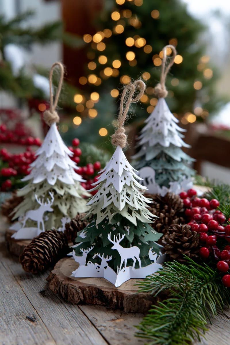 9. Forest animal decor set with layered pine trees and deer - photo 3