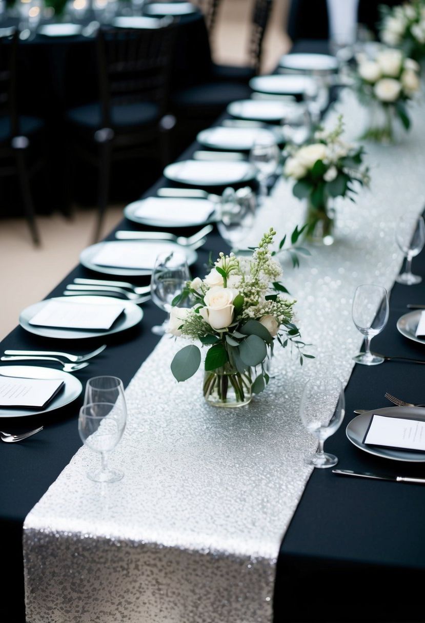 4) Silver Metallic Table Runners