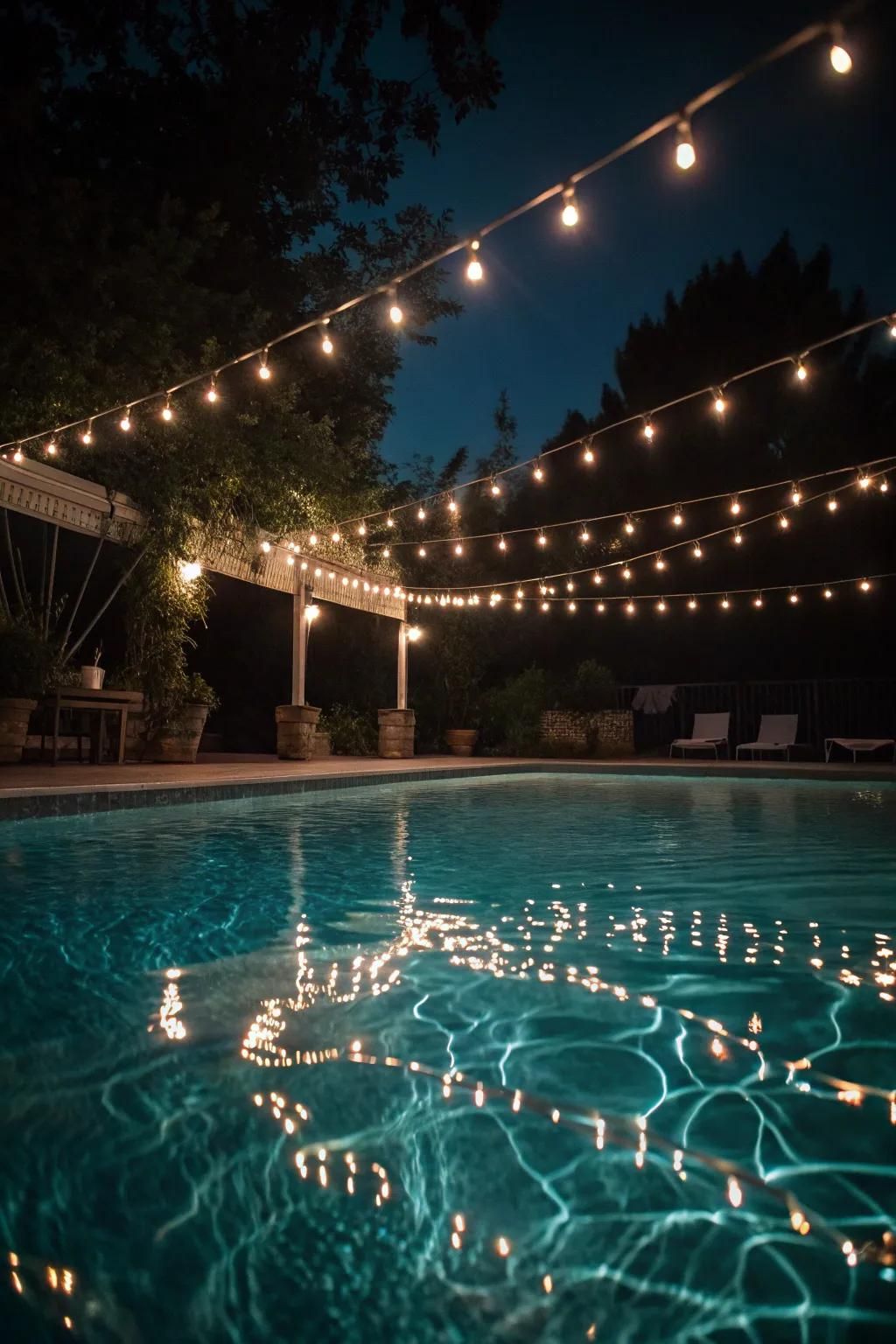 1. Underwater String Lights for a Glowing Pool