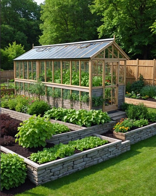 4. Enclosed Garden with Sloped Roof and Trellis