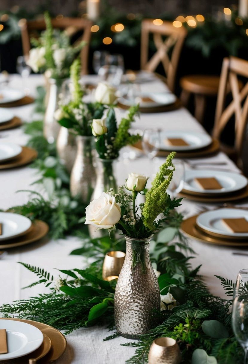 5) Pair Bud Vases with Garland for Texture