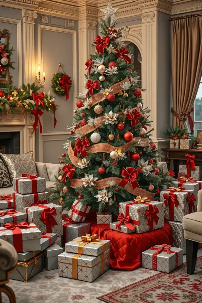 Styling Red and Silver Gifts Under the Tree - photo 2