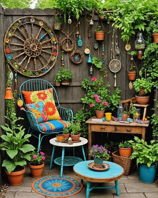 Vintage Hippie Garden Built From Recycled Objects