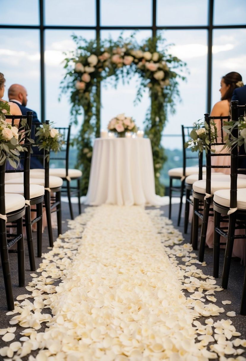 14) A romantic petal-covered aisle