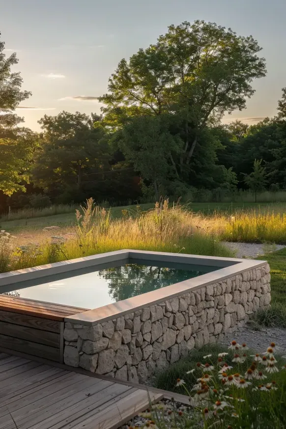 Rectangular Above Ground Pool With Wood Accents