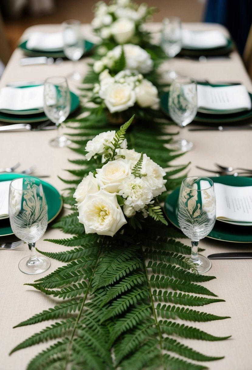 13) White Florals Layered With Green Ferns