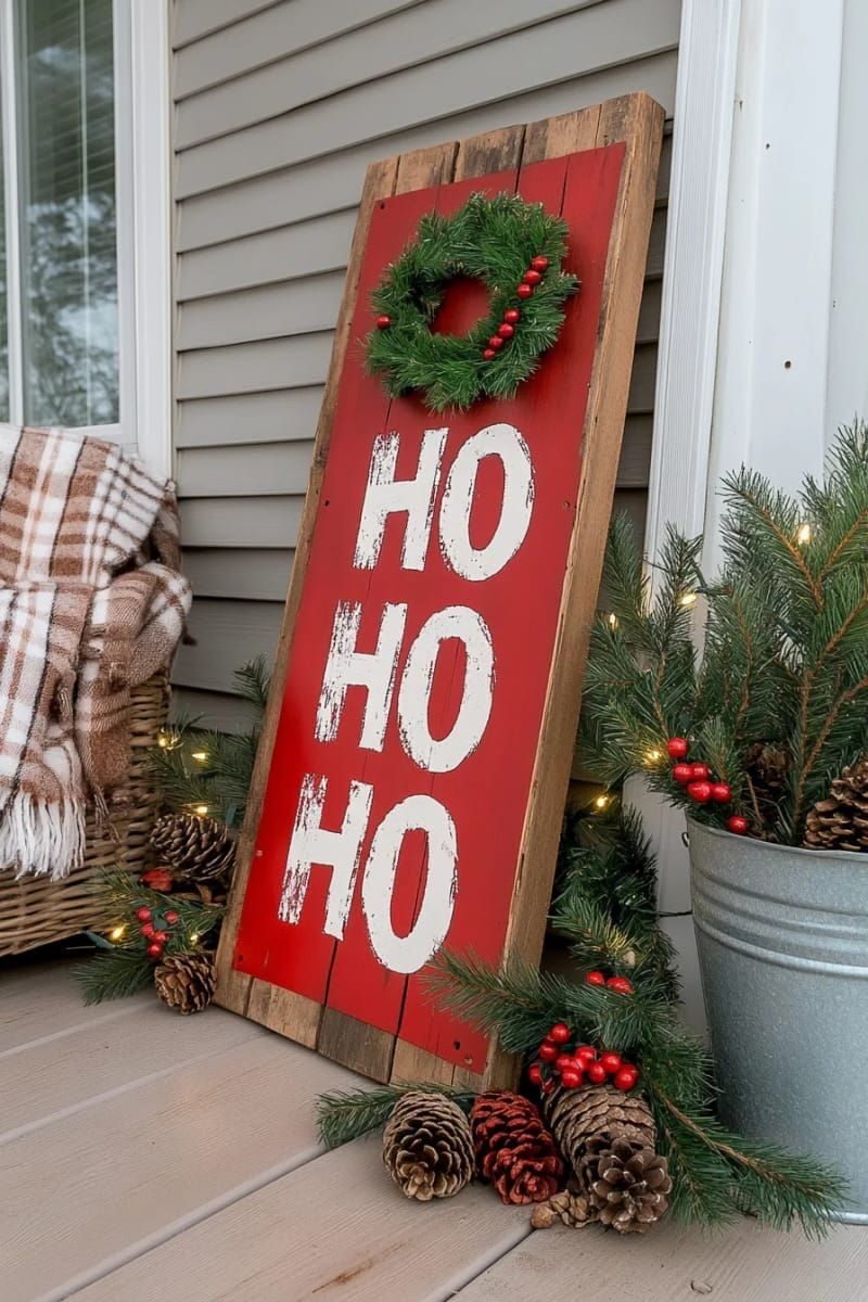 4. Vertical pallet sign reading HO HO HO