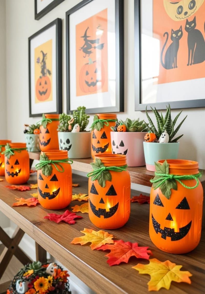 7. Glitter Jack-o'-Lantern Mason Jars - photo 3