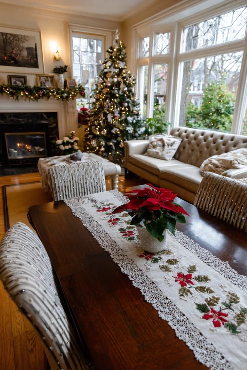 13. Embroidered Tablecloths with Holly Designs - photo 2