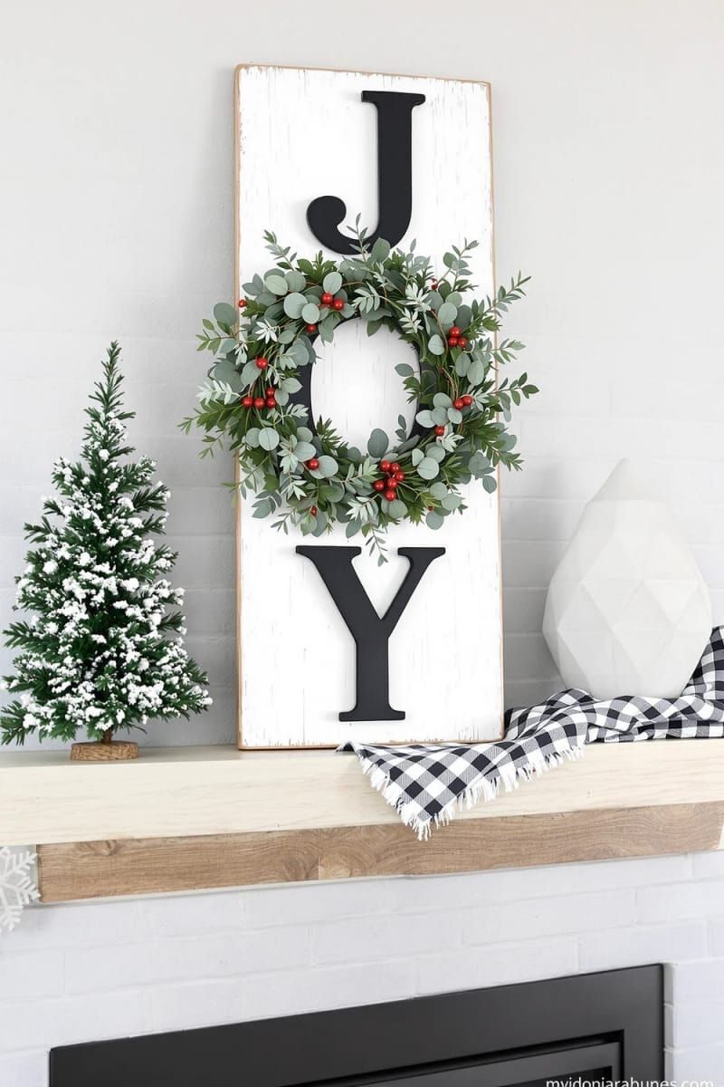 23. Joy wreath calligraphy wall art
