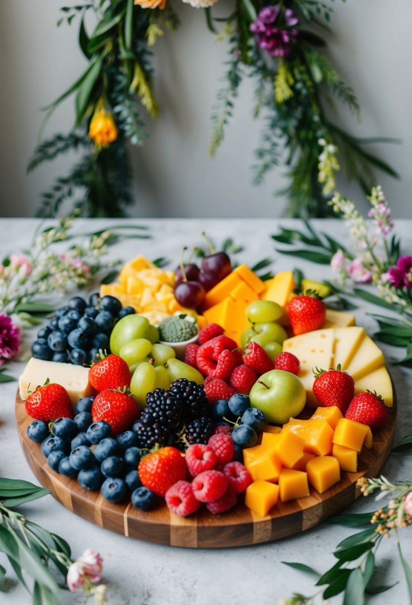 3) Simple Mixed Fruit and Cheese Board