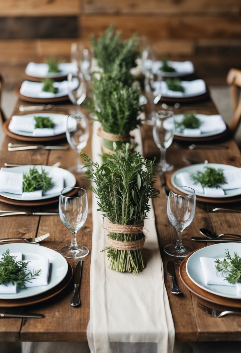 7) Herb Bundles At Place Settings