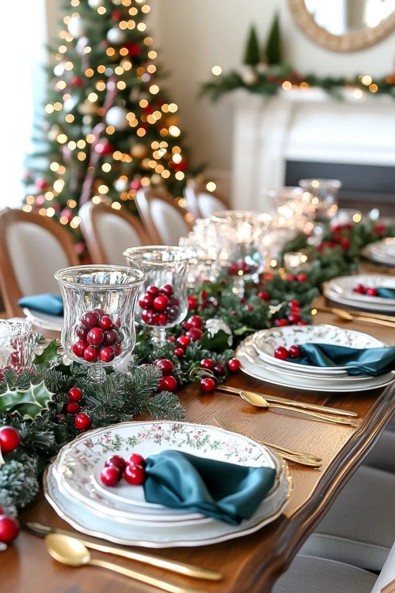 21. Raised Hurricane Vases With Cranberries and Tea Lights - photo 3