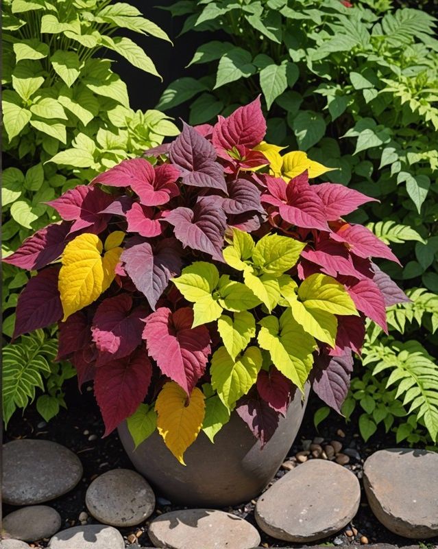 Coleus Paired With Ferns