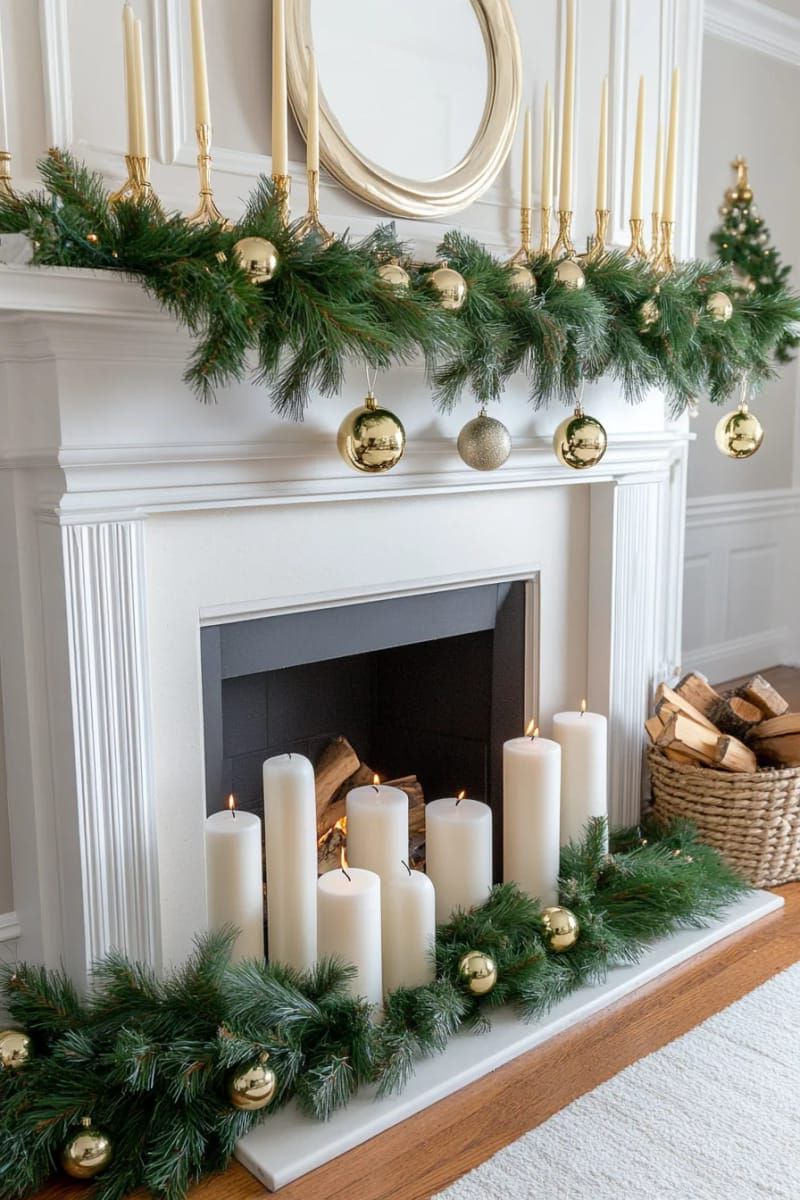 1. Velvet Ribbon and Gold Bells on a Mantel