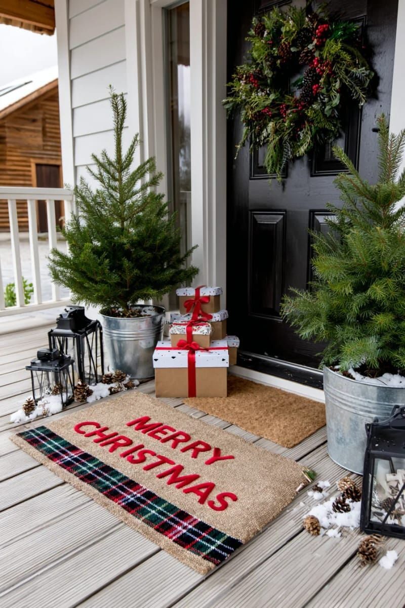 23. Layered Doormats with Plaid Under a Jute Greeting Mat - photo 2