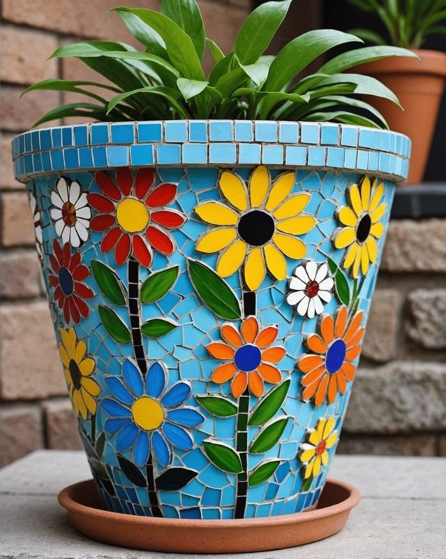 Colorful Mosaic Pot Designs