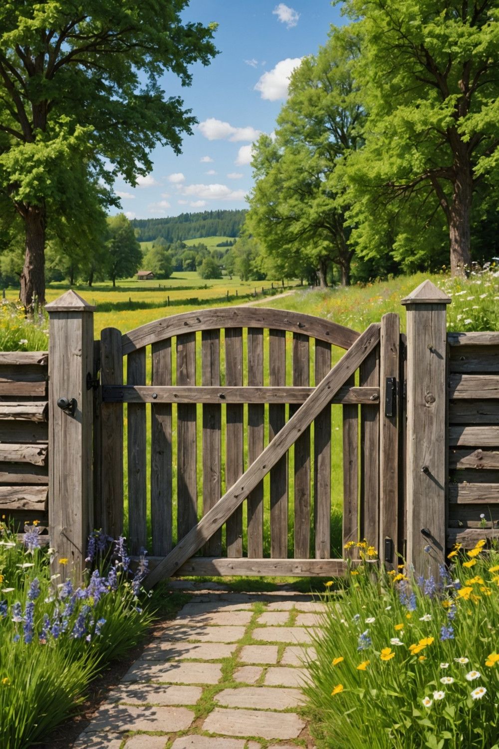 Country-Chic Gate with Wood Fence Panels