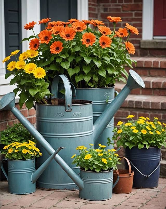 Repurposed Old Watering Cans