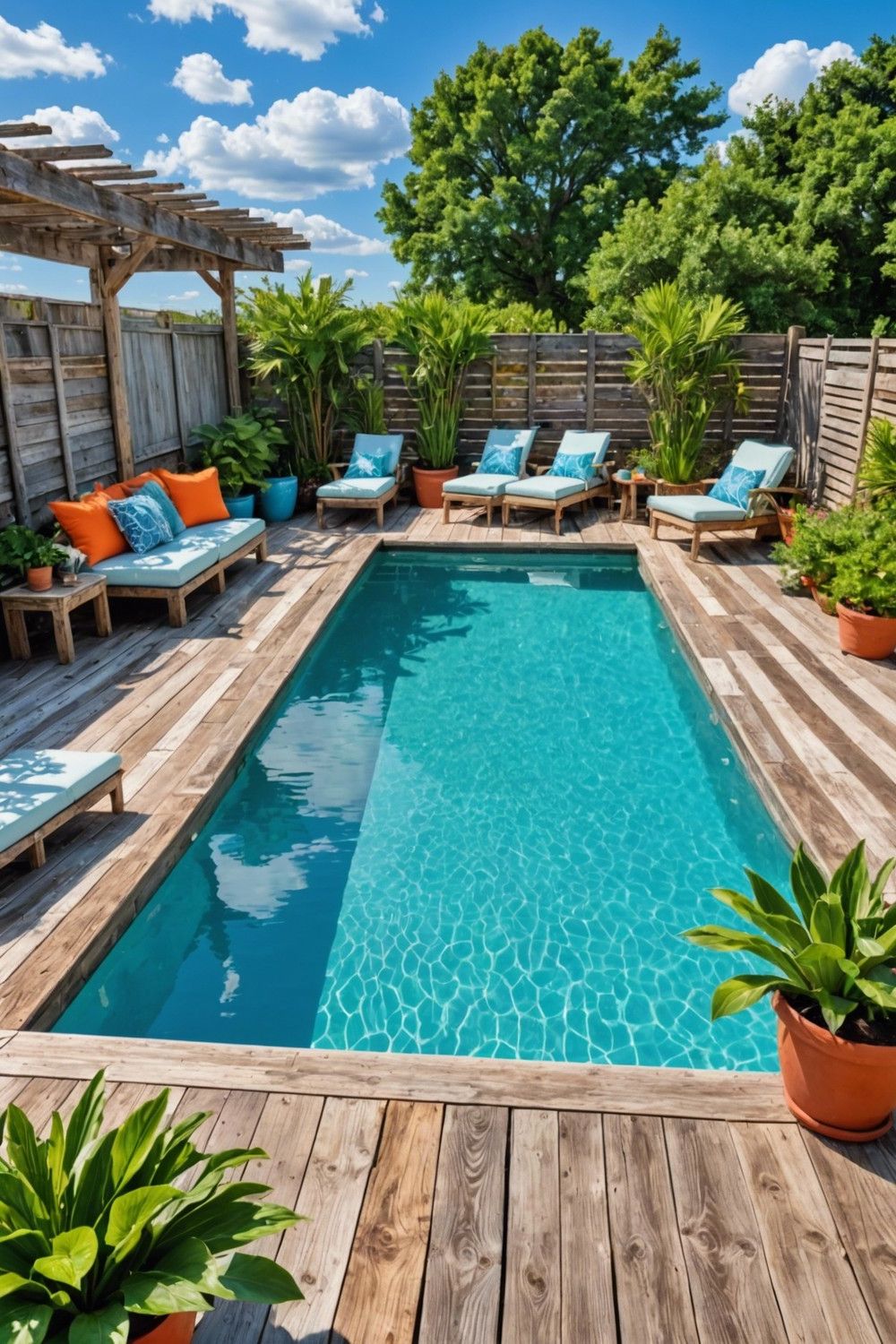 Driftwood-Accented Coastal Pallet Pool Decks
