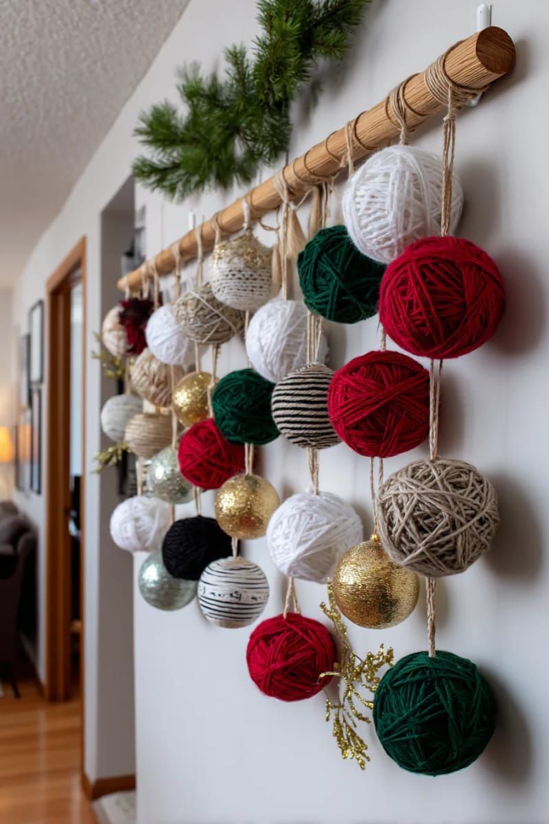 5. Yarn Sphere Wall Display with Wooden Rods - photo 2