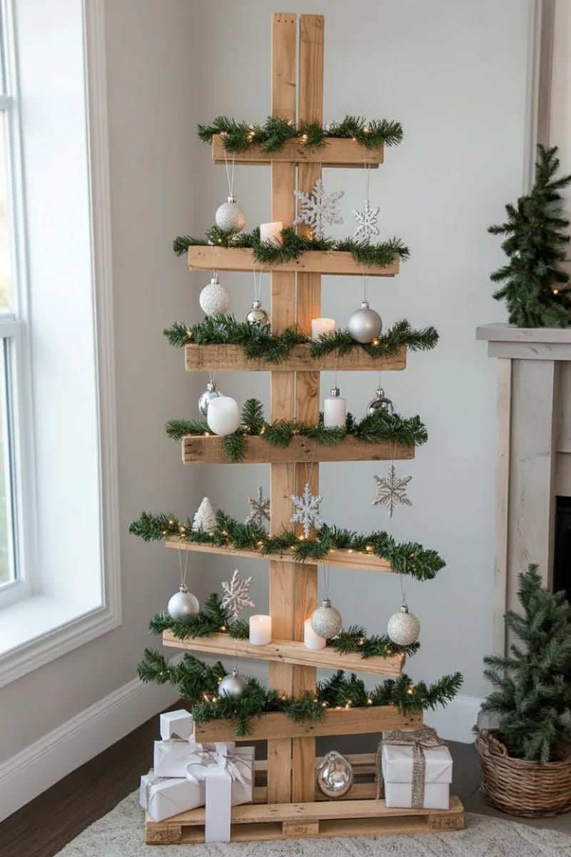 19. Scandinavian-style pallet trees with simple greenery - photo 2