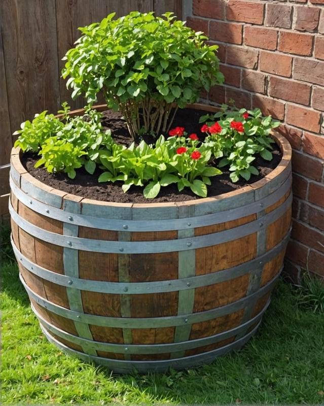 Wine Barrel Garden Planter