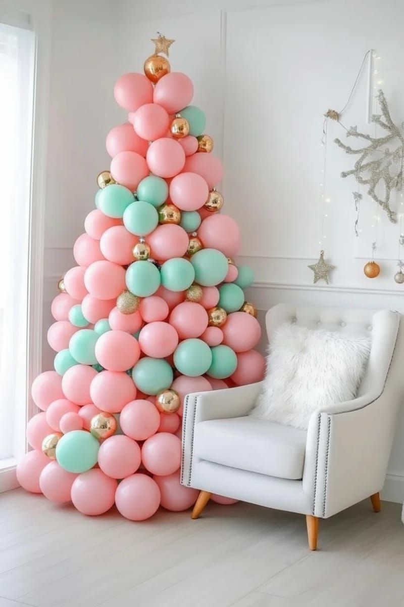 11. Pink and mint balloon tree for modern decor - photo 2