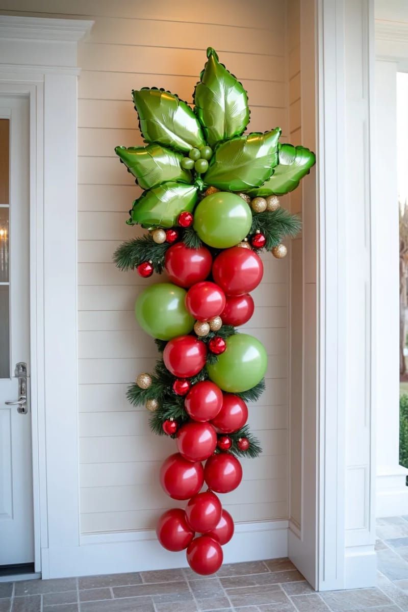 16. Balloon holly leaves and berries for walls - photo 2