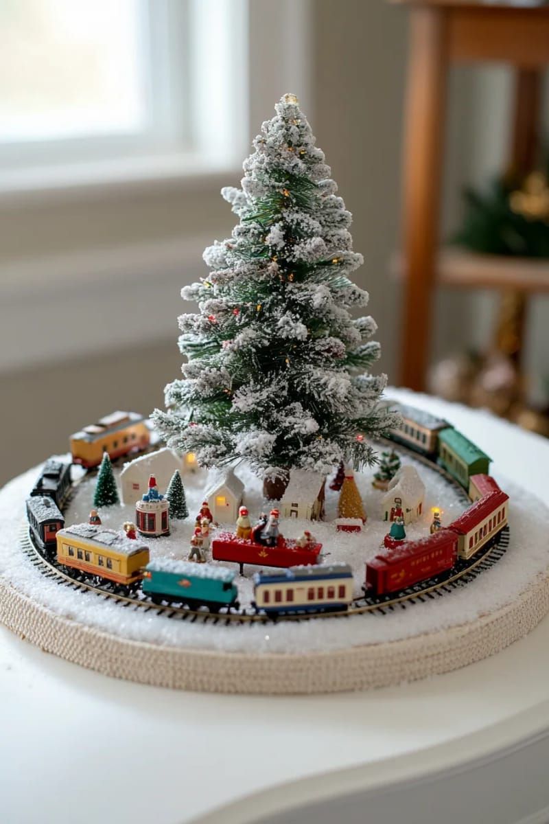 27. Toy Trains Circling a Snowy Tree - photo 3