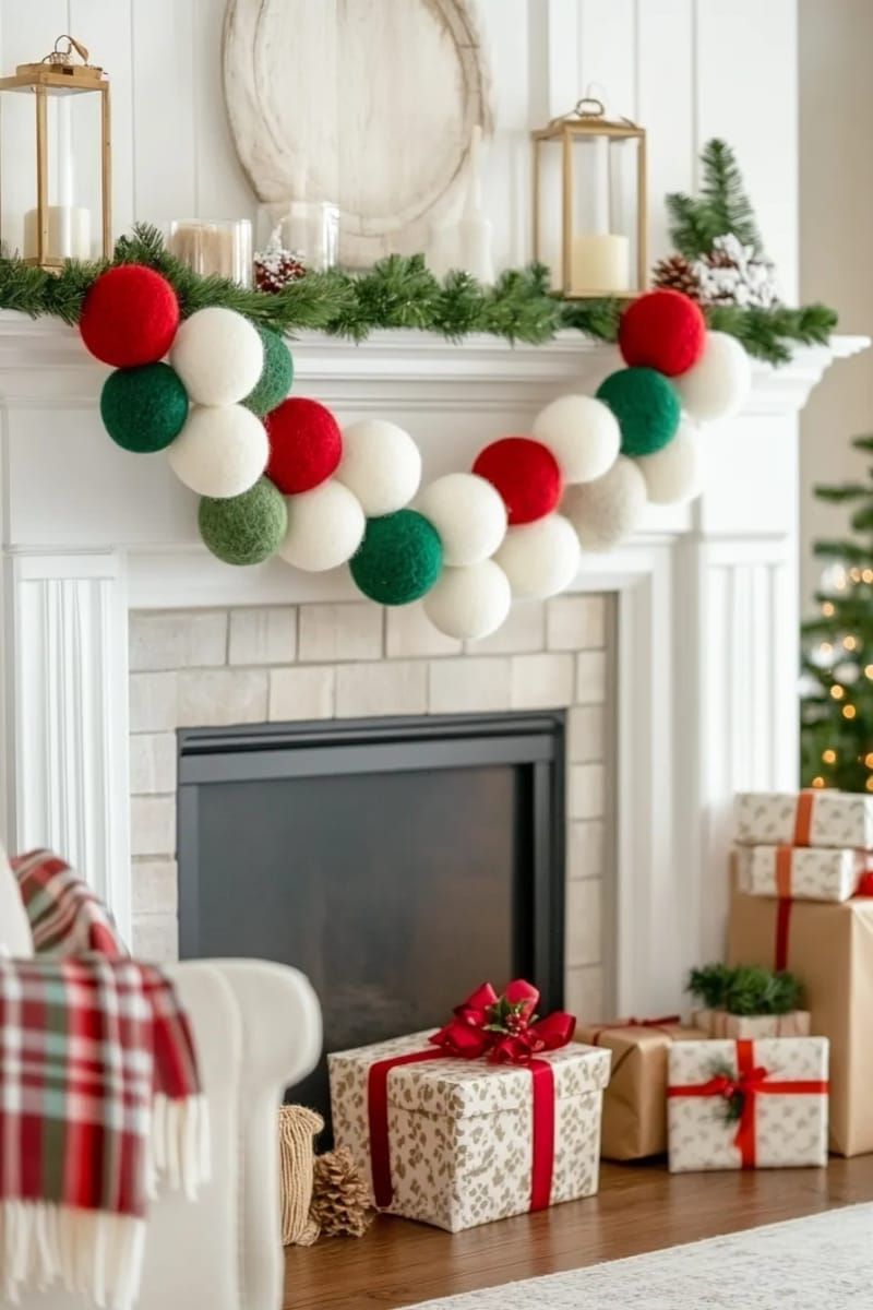 16. Felted wool ball garland ideas