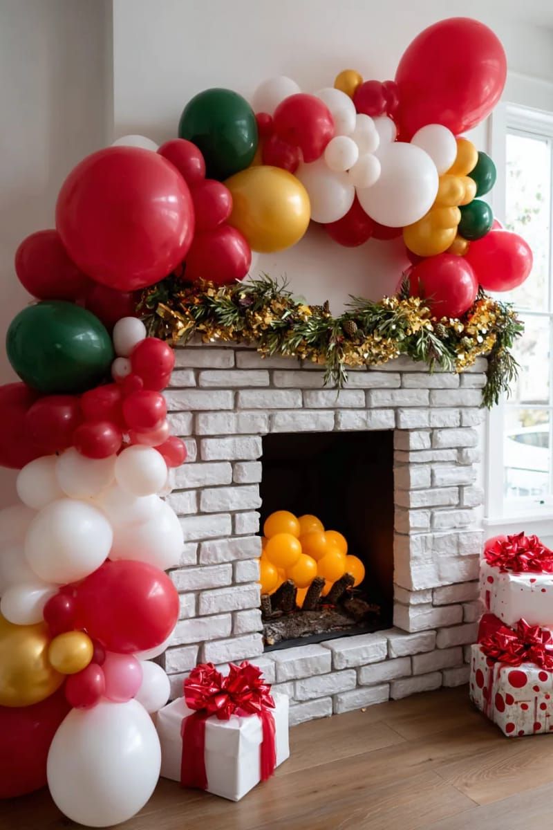 13. Balloon fireplace with orange and yellow flames