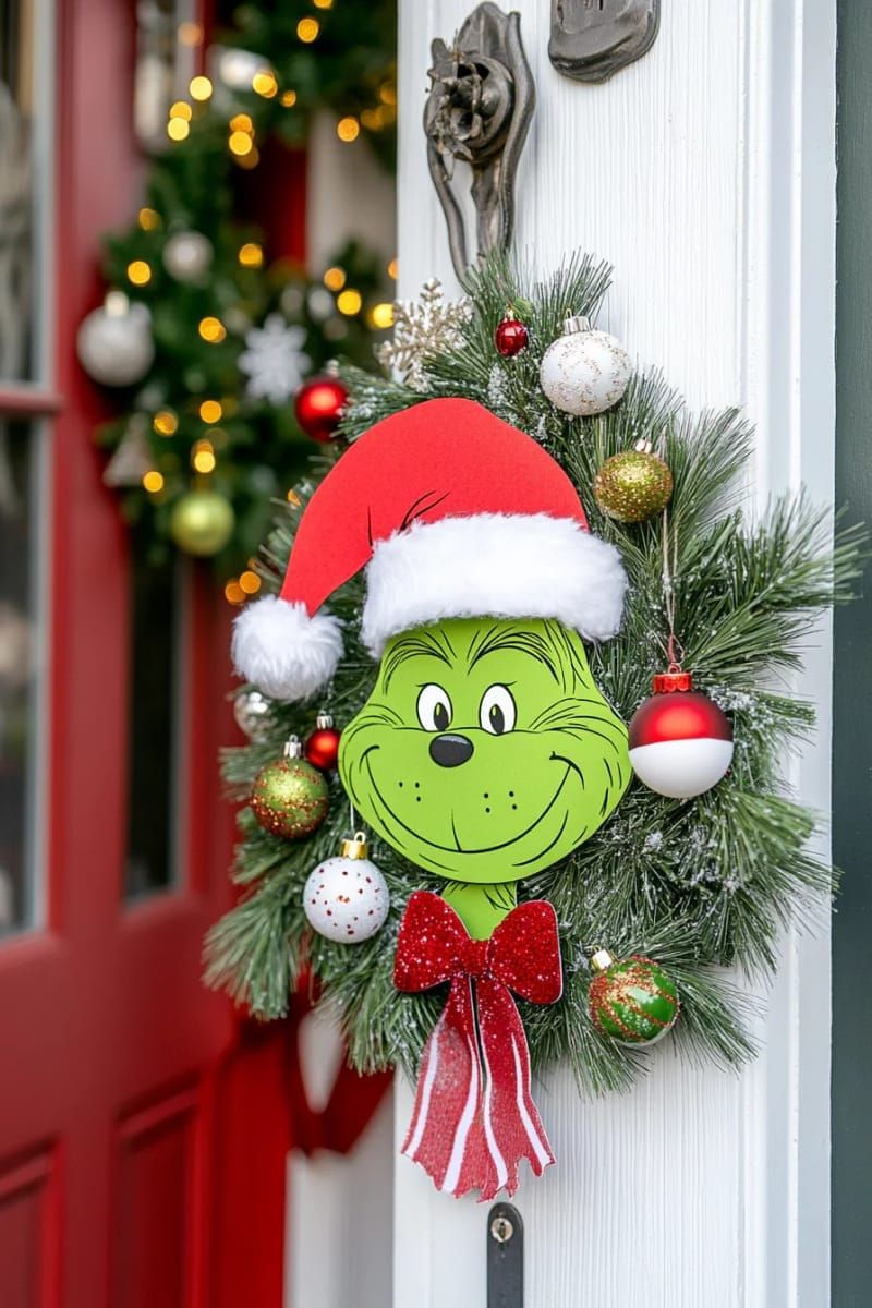 13. Playful Grinch door sign with layered cardstock details - photo 2