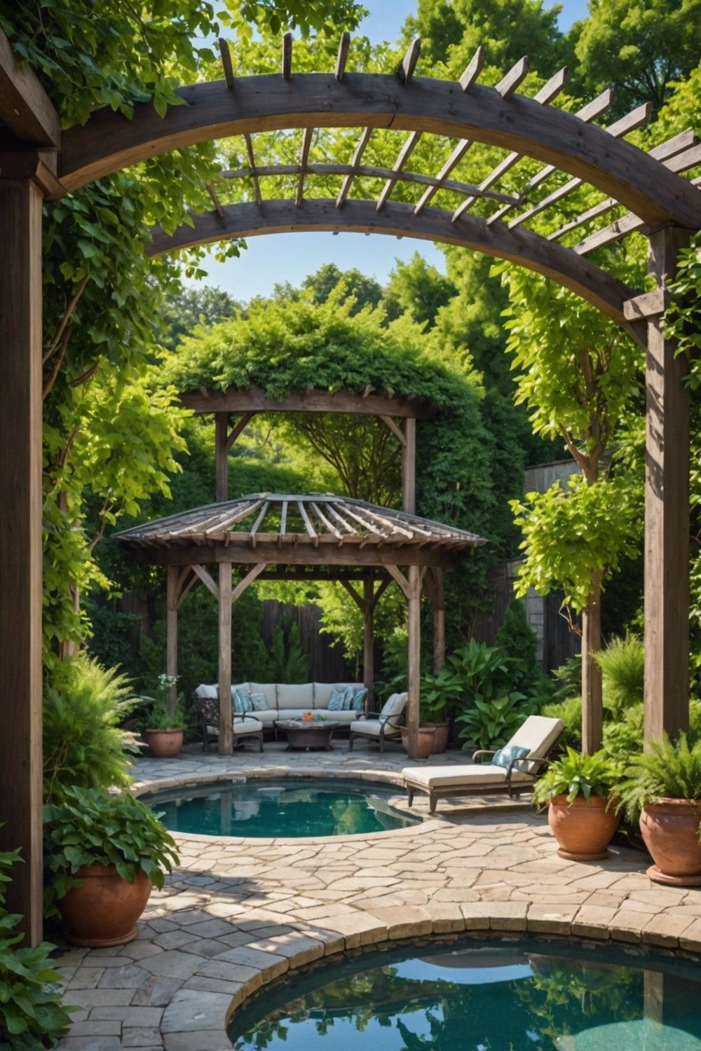 Pergola Shade Ideas for Round Pools