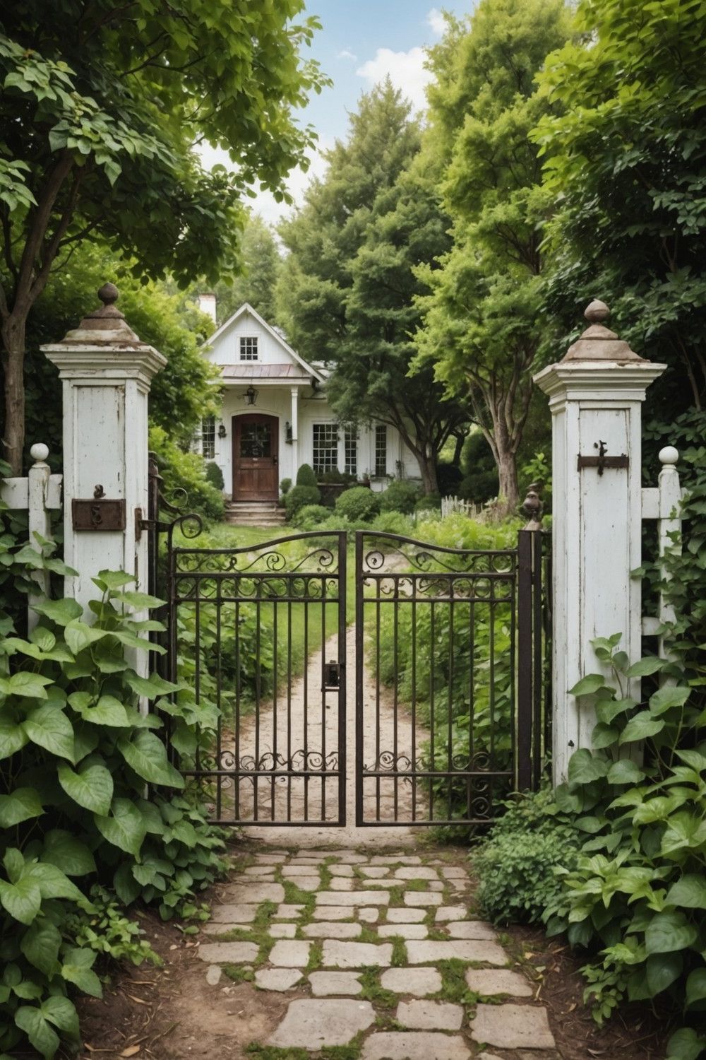 Vintage Gate with Weathered Metal Trim