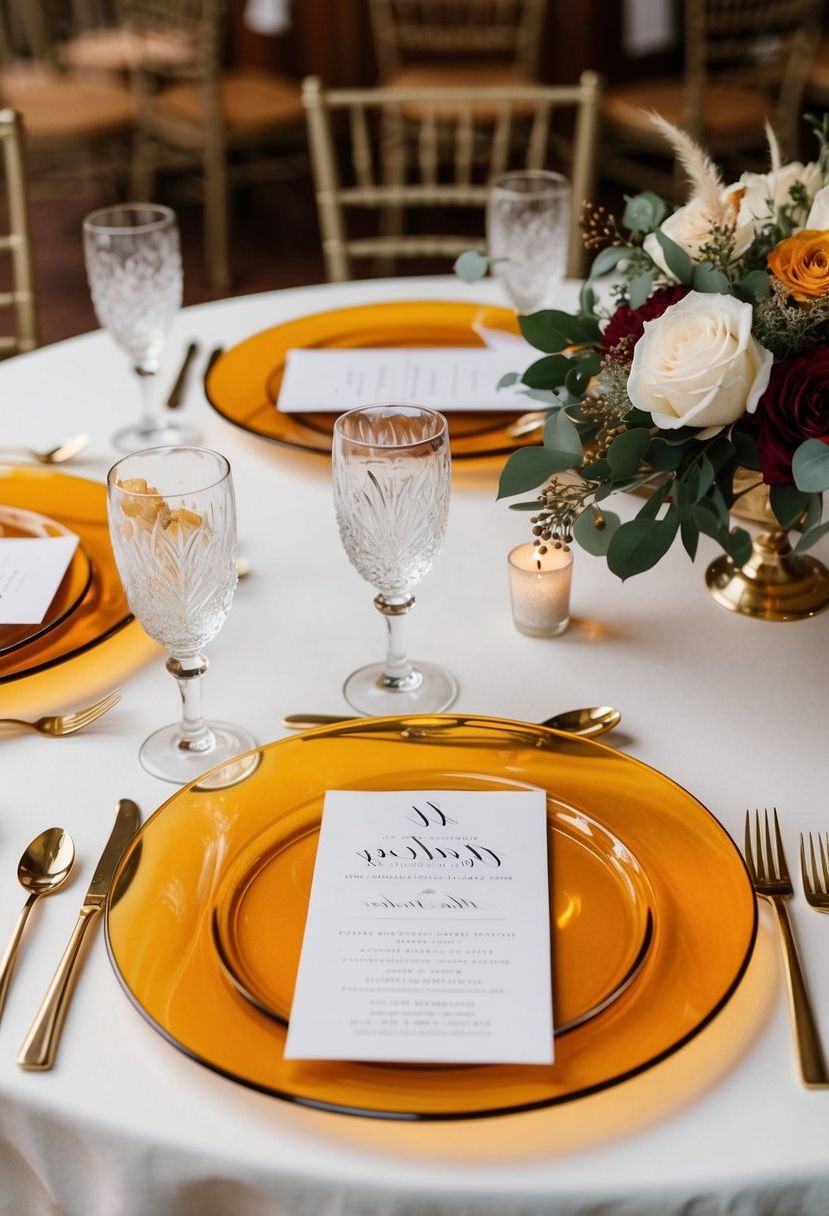 11) Amber Glass Charger Plates