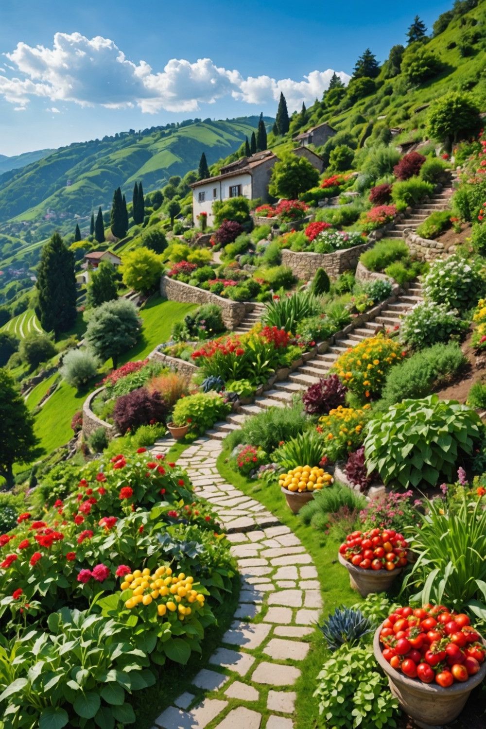 Hillside Vegetable Gardens for Growing Food
