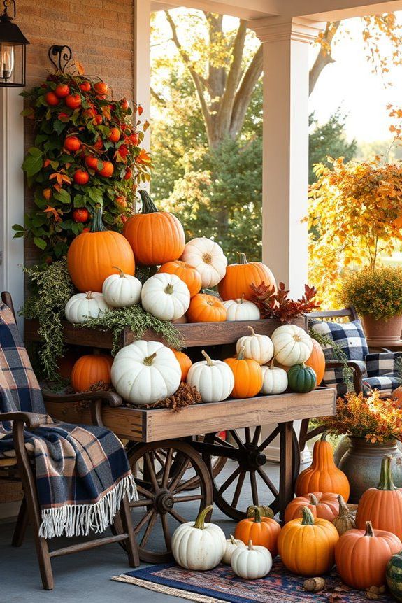 Set Up a Pumpkin Cart Scene