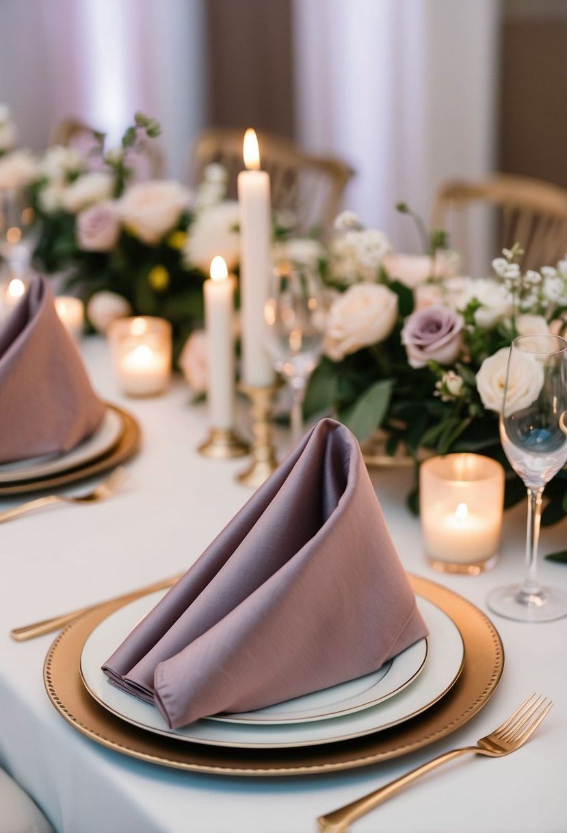 4) Dusty rose napkins for softness